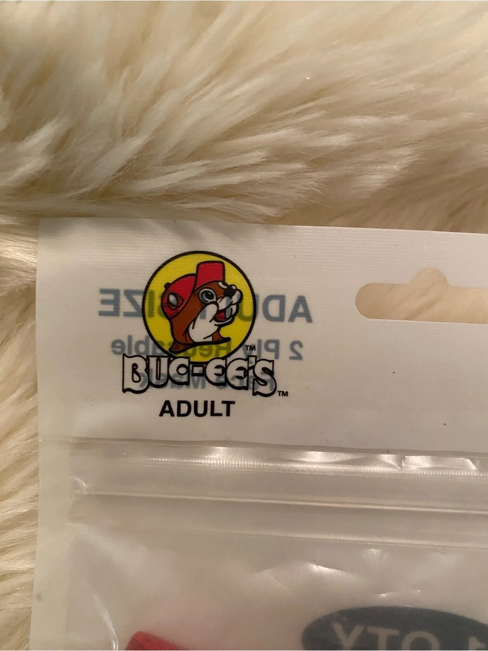 Adult Black Face Mask with Red Trim and Buc-ee’s Logo Pattern
